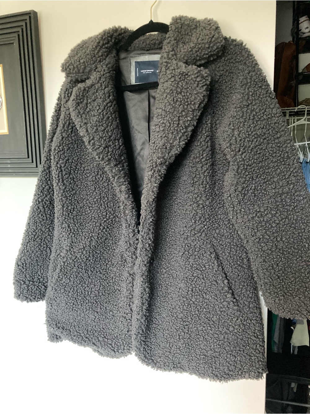 Lucky Brand Dark Gray comfy cozy Teddy Jacket